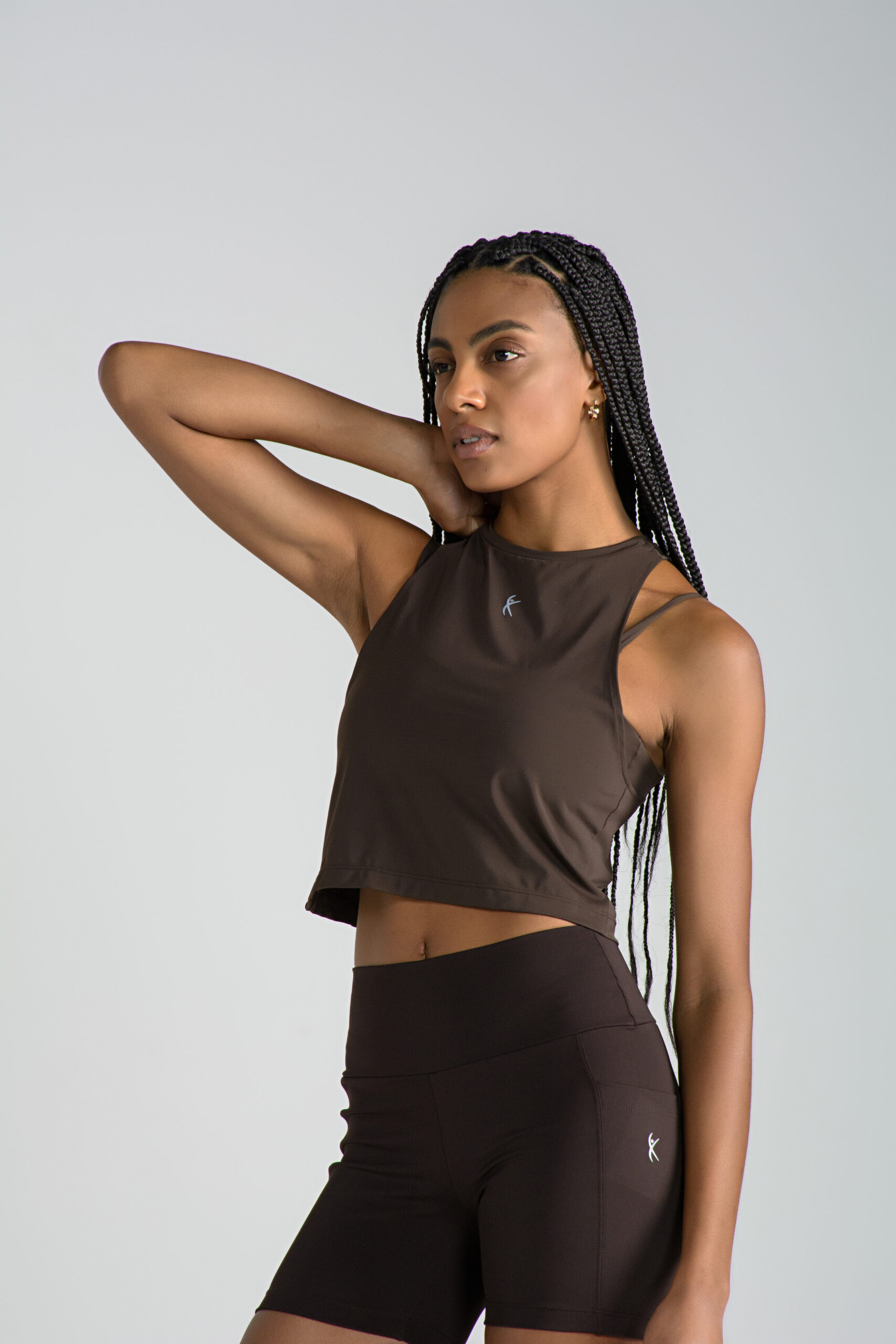 Camiseta Regata Larulp Cropped Juliete Aero Flex Cafe Marron