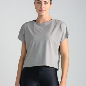 camiseta cropped gris