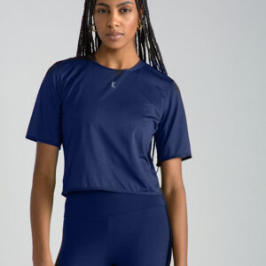 camiseta azul cropped mujer