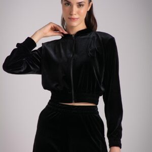 Chaqueta de terciopelo negro para mujer