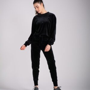 jogger, veludo negro para mujer